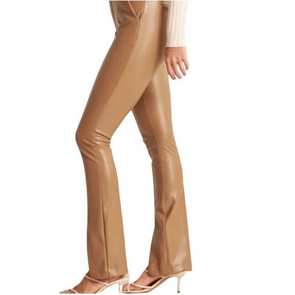 ABERCROMBIE Brown Vegan Leather Split Hem Skinny High Rise Pants Women’s Size 10 - Picture 2 of 9